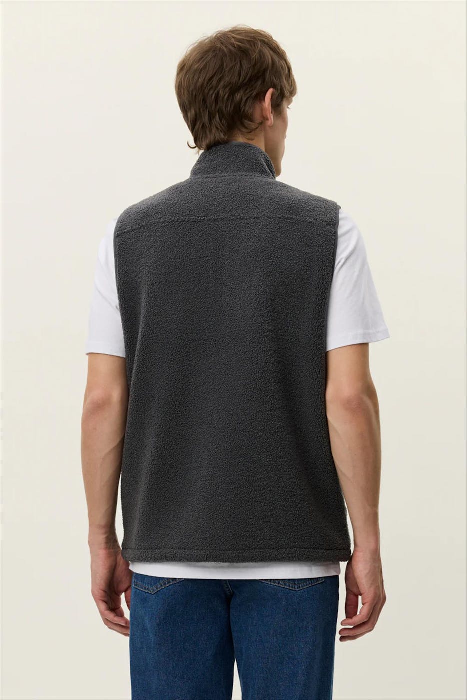 LES DEUX - Donkergrijze Creed Teddy vest