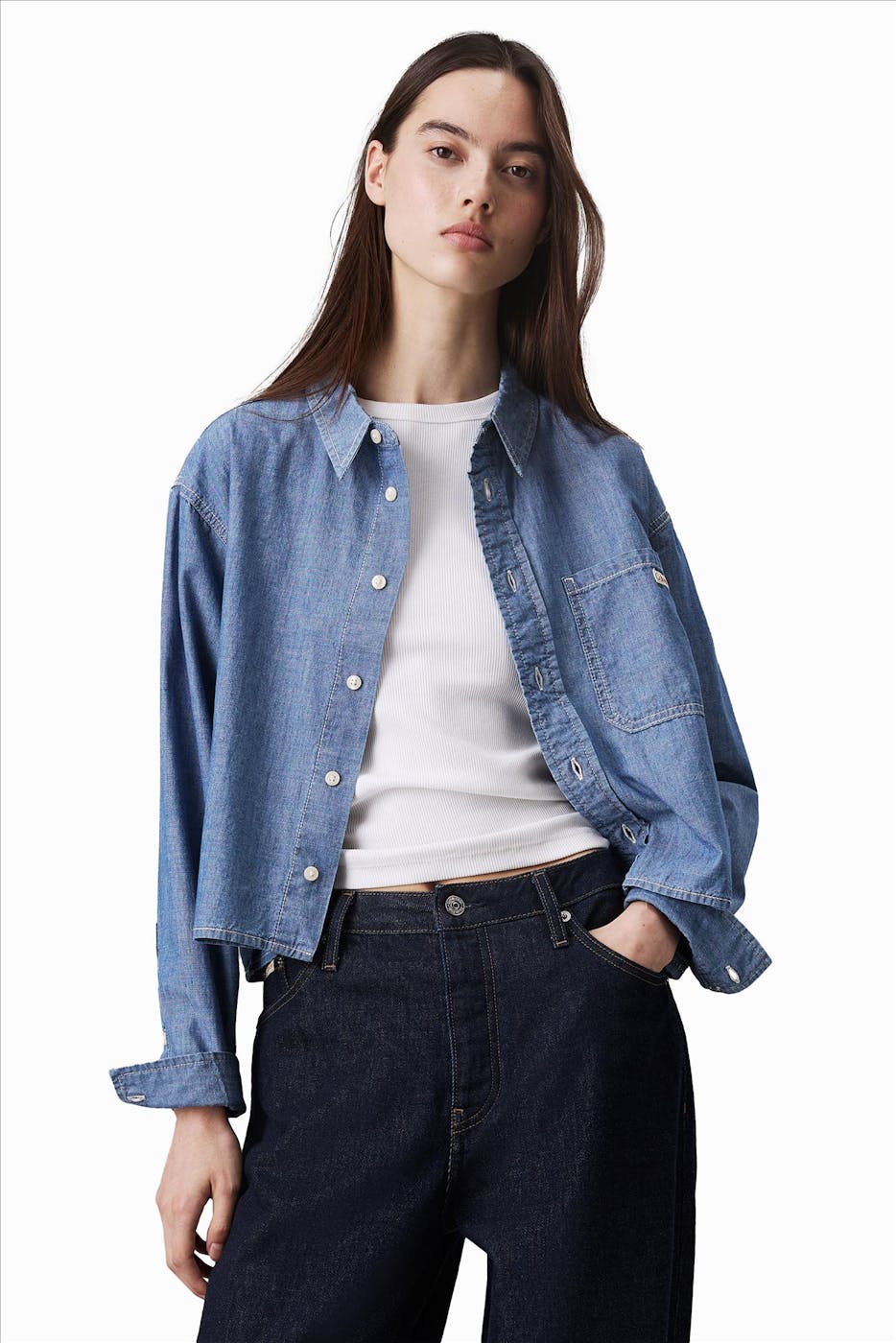 Calvin Klein Jeans - Blauwe Denim Dad blouse