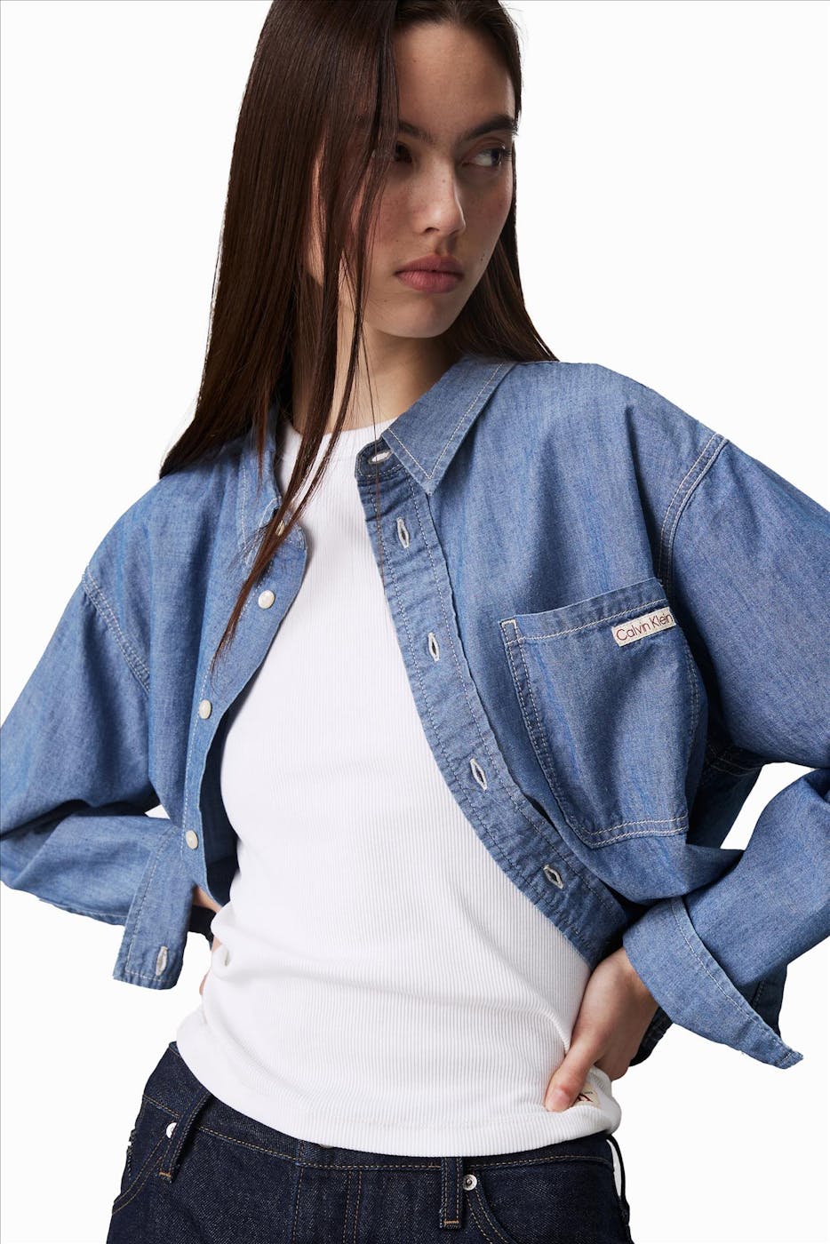 Calvin Klein Jeans - Blauwe Denim Dad blouse