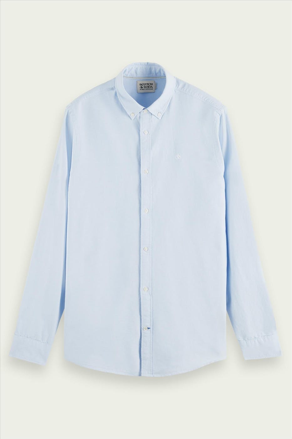 Scotch & Soda - Lichtblauw Essentials Regular Fit Oxford hemd
