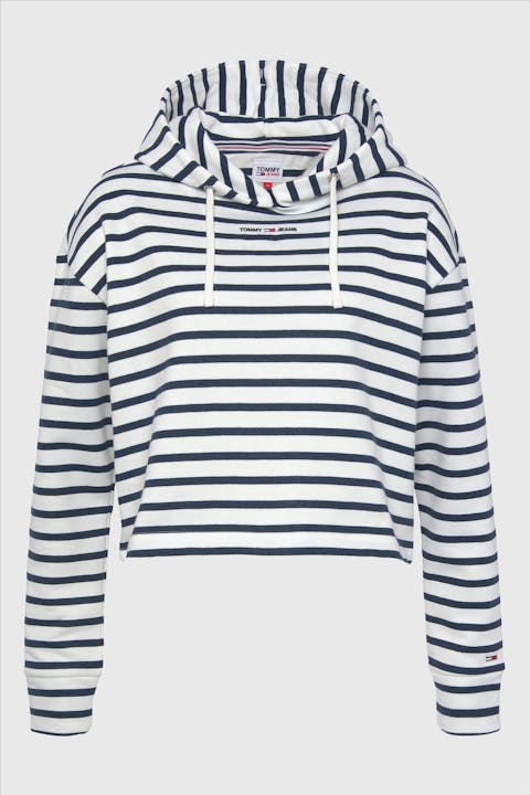 Tommy Jeans - Donkerblauw-witte Crop Stripe hoodie