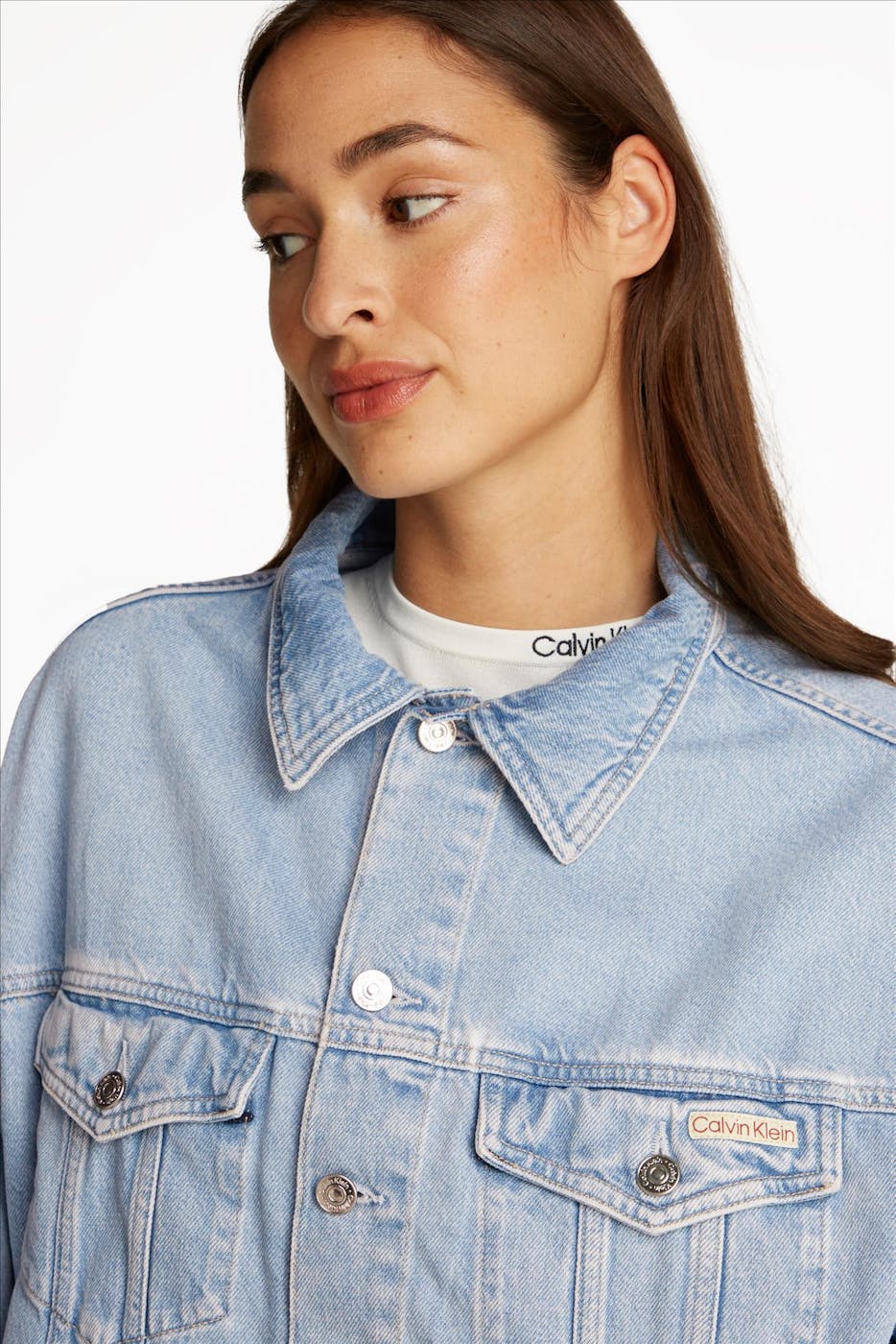 Calvin Klein Jeans - Lichtblauw Oversized Denim jeansjas