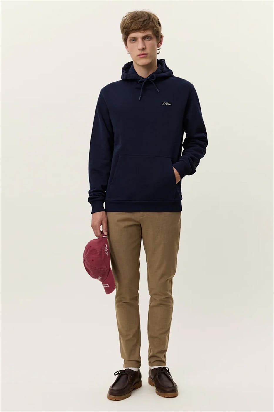 LES DEUX - Donkerblauwe Patch hoodie