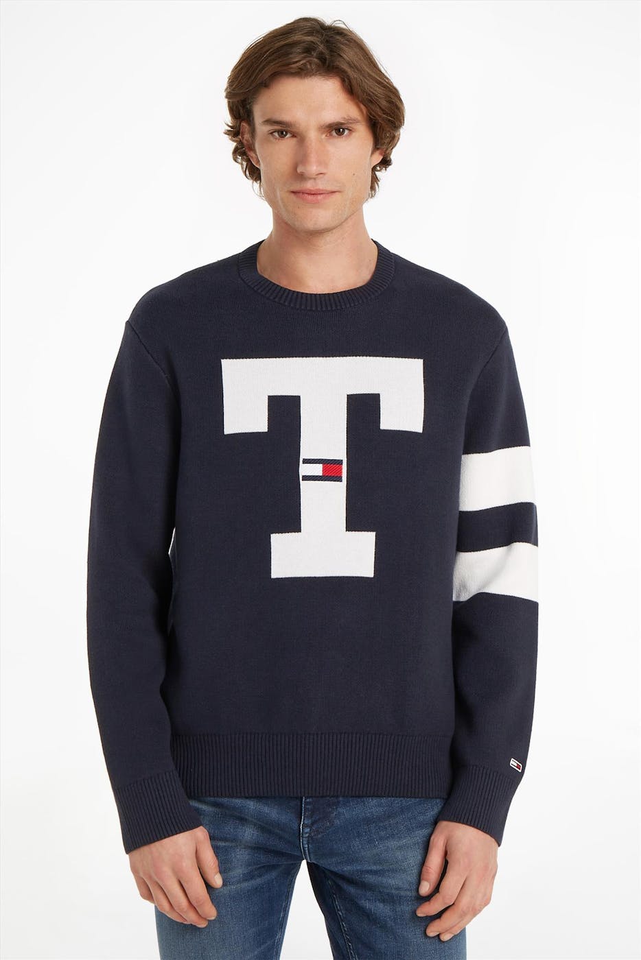 Tommy Jeans - Donkerblauwe Letter trui