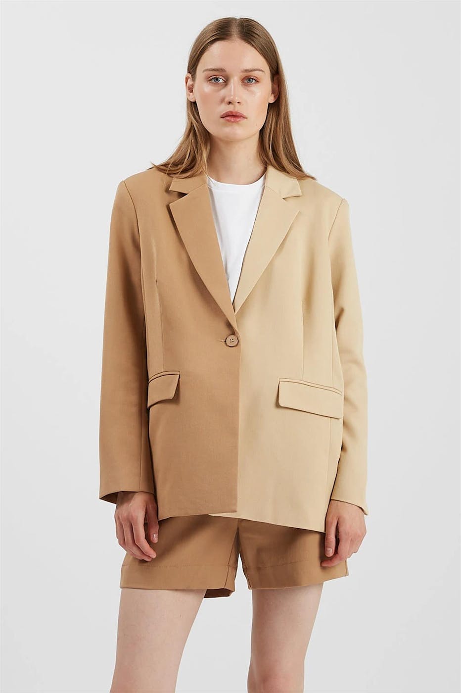 Minimum - Lichtbeige-donkerbeige Jaline blazer