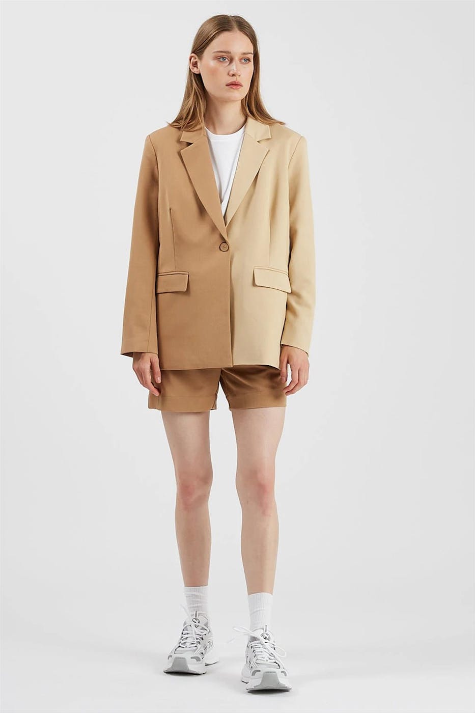 Minimum - Lichtbeige-donkerbeige Jaline blazer