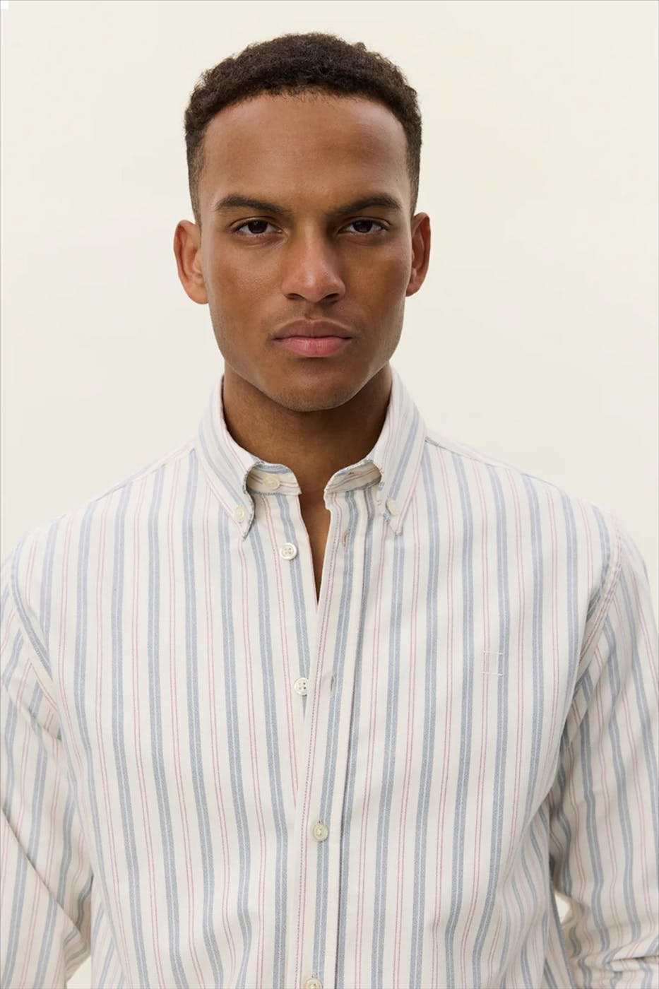 LES DEUX - Ecru Konrad Striped Oxford hemd