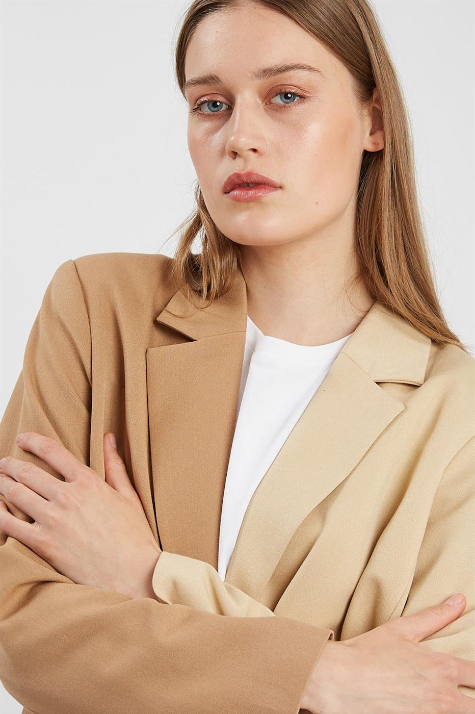 Minimum - Lichtbeige-donkerbeige Jaline blazer