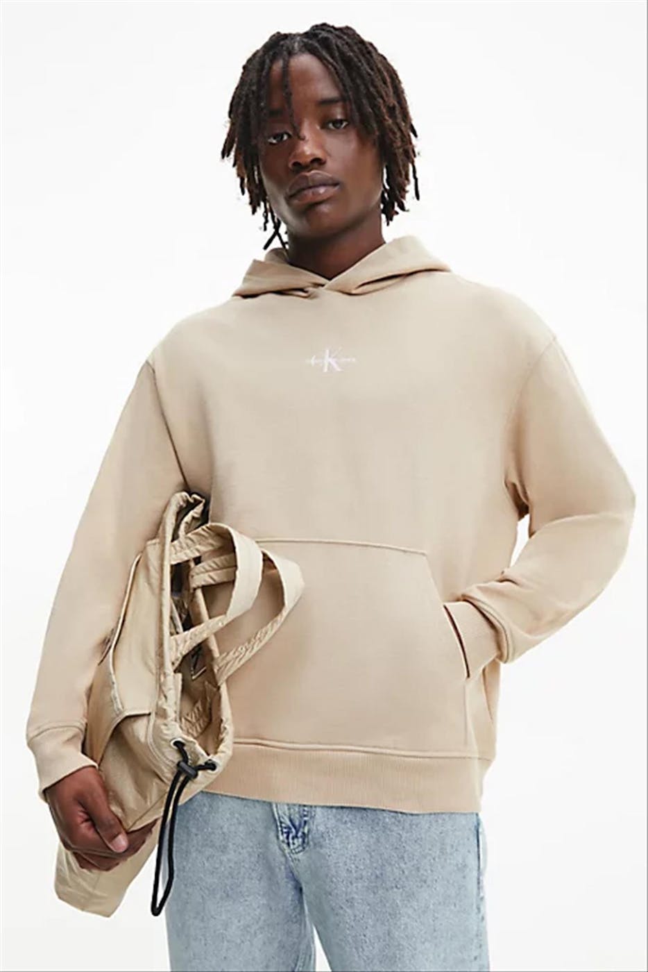 Calvin Klein Jeans - Beige Oversized Logo hoodie