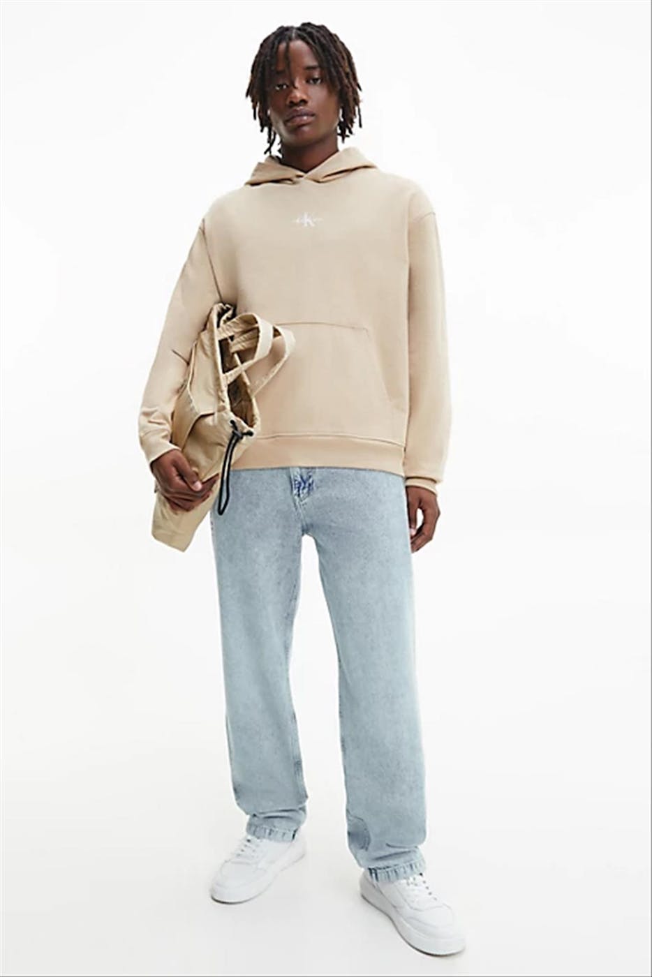 Calvin Klein Jeans - Beige Oversized Logo hoodie