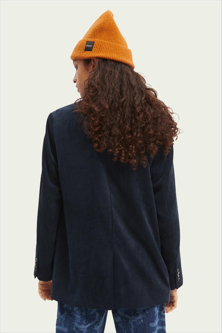 Scotch & Soda - Marineblauwe ribfluwelen Voyage blazer