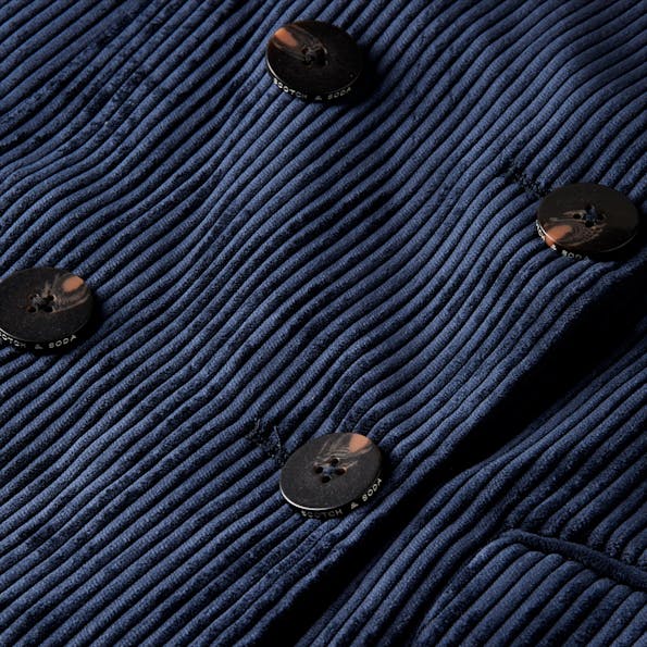 Scotch & Soda - Marineblauwe ribfluwelen Voyage blazer