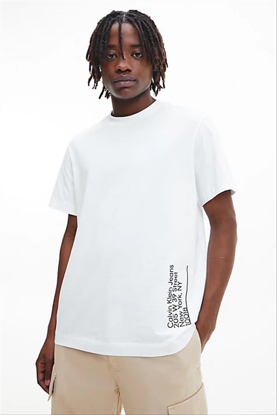 Calvin Klein Jeans - Witte Adreslogo Fotoprint T-shirt