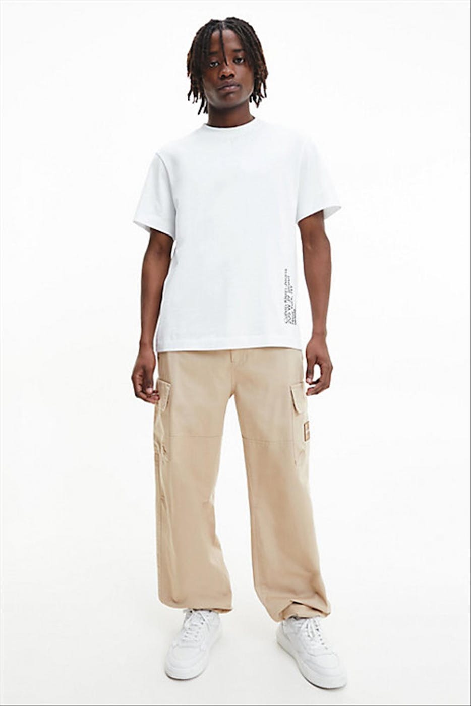 Calvin Klein Jeans - Witte Adreslogo Fotoprint T-shirt