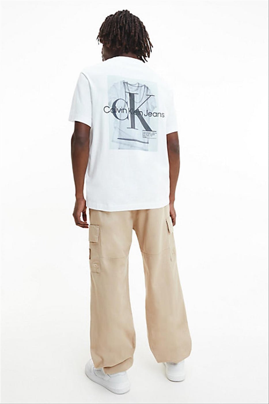 Calvin Klein Jeans - Witte Adreslogo Fotoprint T-shirt
