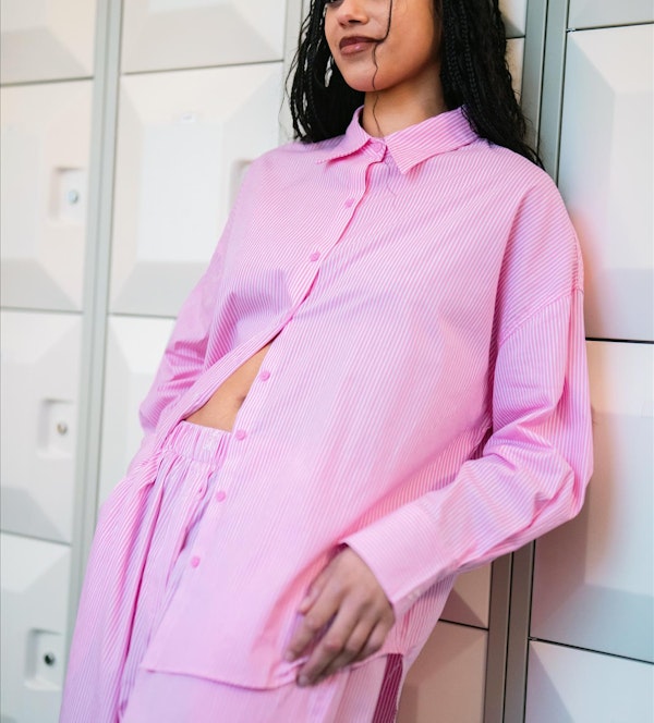 Grace & Mila - Roze-Witte Parsons blouse