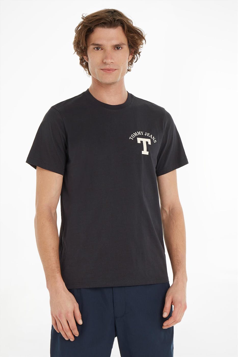 Tommy Jeans - Donkerblauwe Curved Letterman T-shirt
