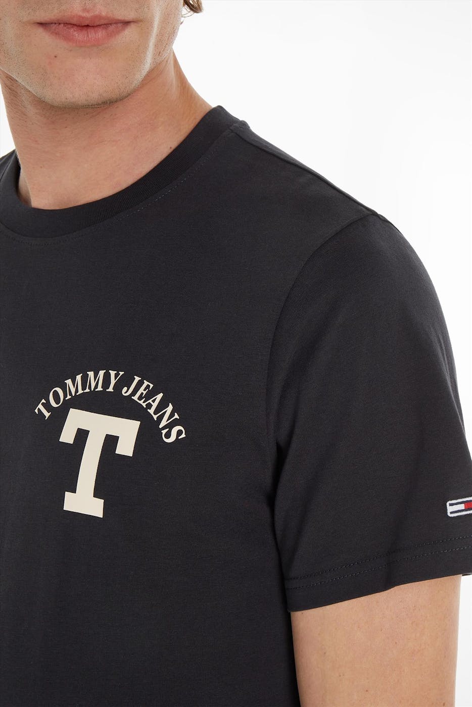 Tommy Jeans - Donkerblauwe Curved Letterman T-shirt
