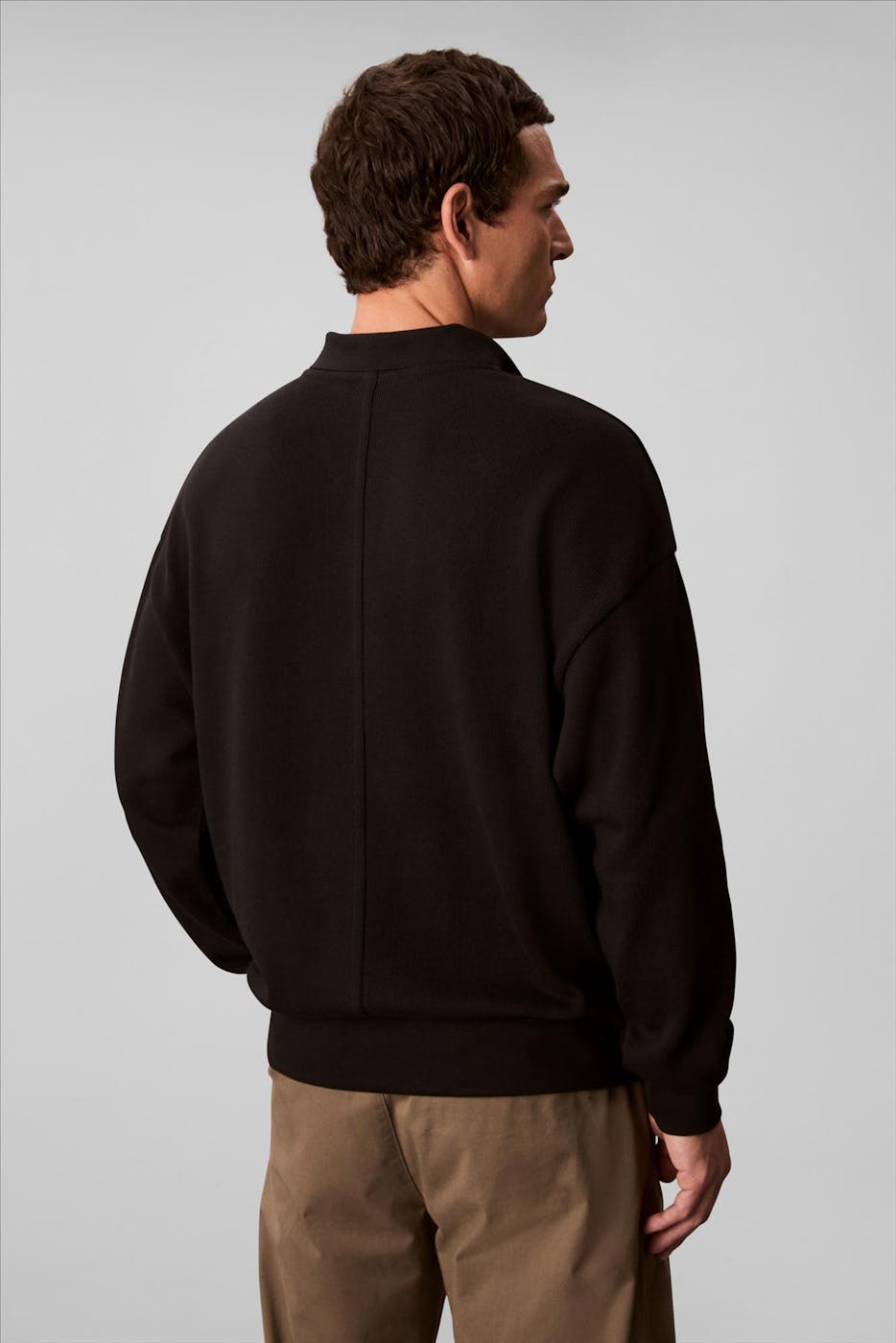 Calvin Klein Jeans - Zwarte Ribbed Polo trui