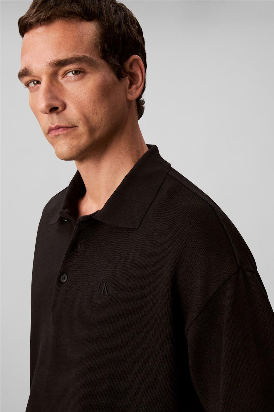 Calvin Klein Jeans - Zwarte Ribbed Polo trui