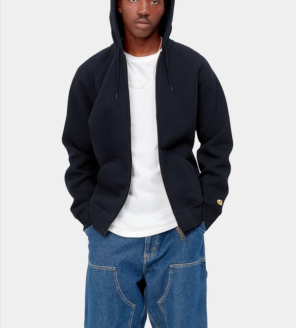 Carhartt WIP - Zwarte Hooded Chase cardigan