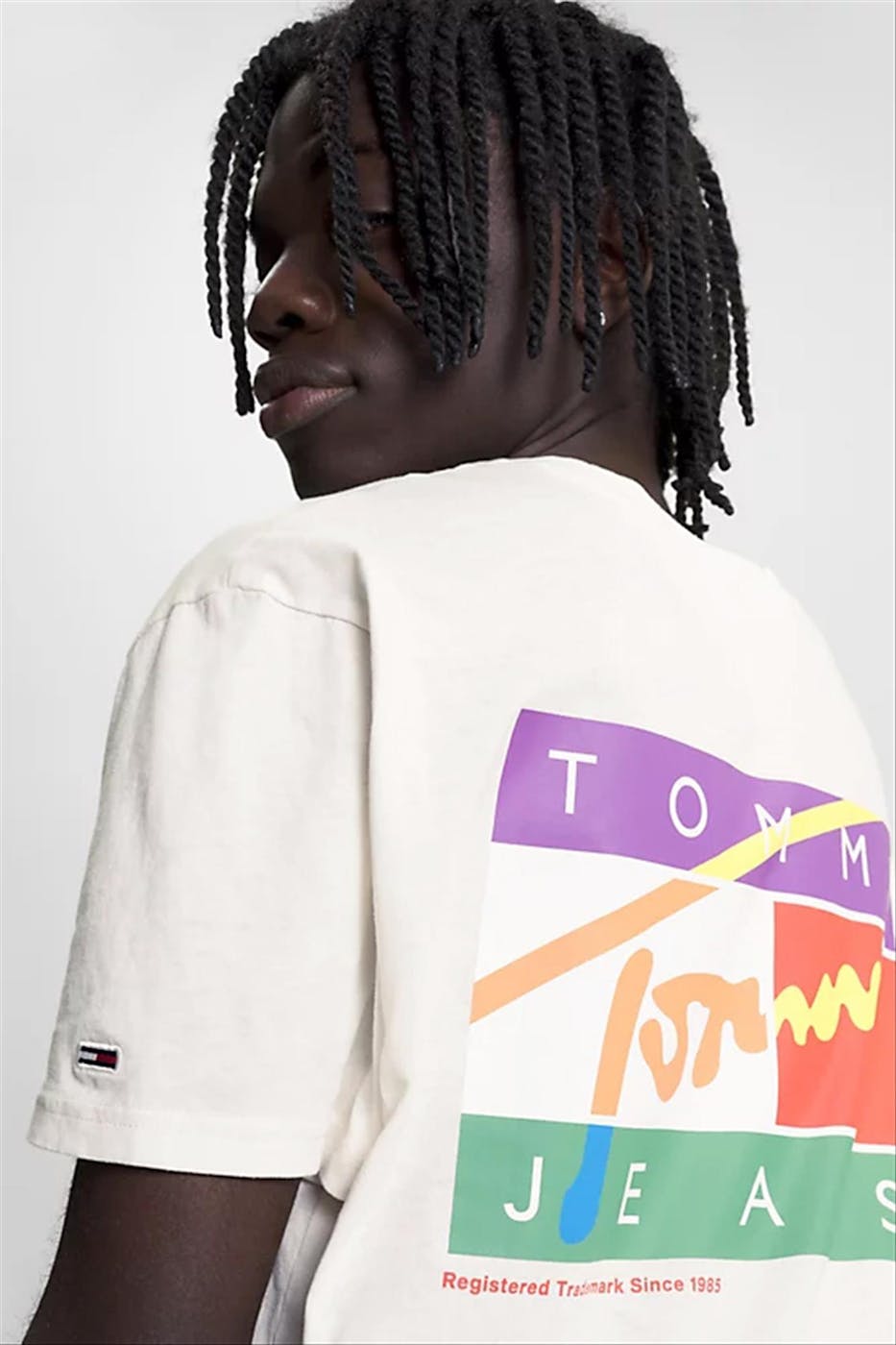 Tommy Jeans - Ecru Signature Pop Flag T-shirt
