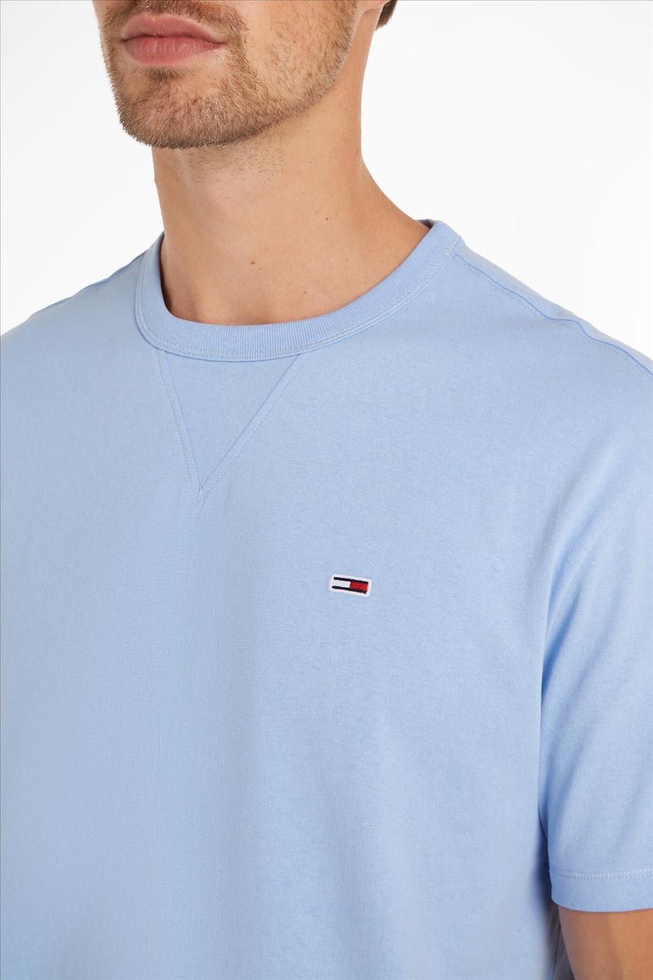 Tommy Jeans - Lichtblauwe Rib Detail T-shirt