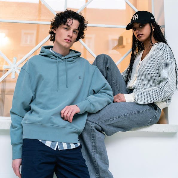 Calvin Klein Jeans - Lichtblauwe Logo hoodie