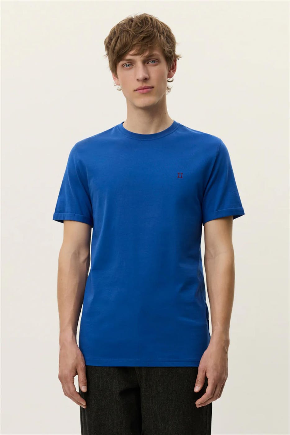LES DEUX - Blauwe Norregaard Contrast T-shirt