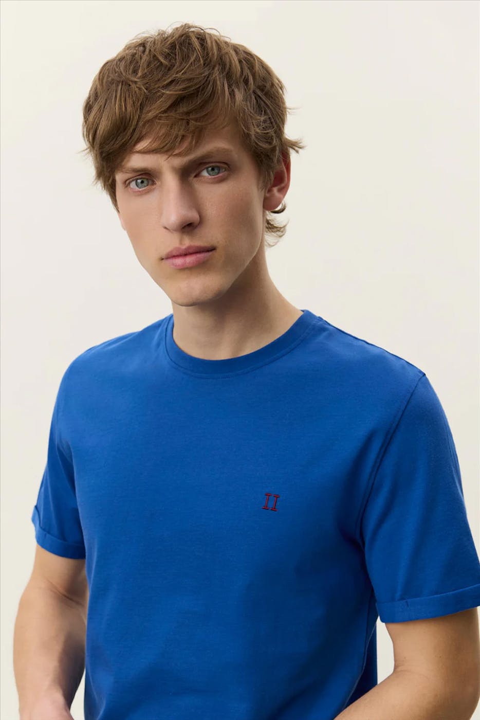 LES DEUX - Blauwe Norregaard Contrast T-shirt