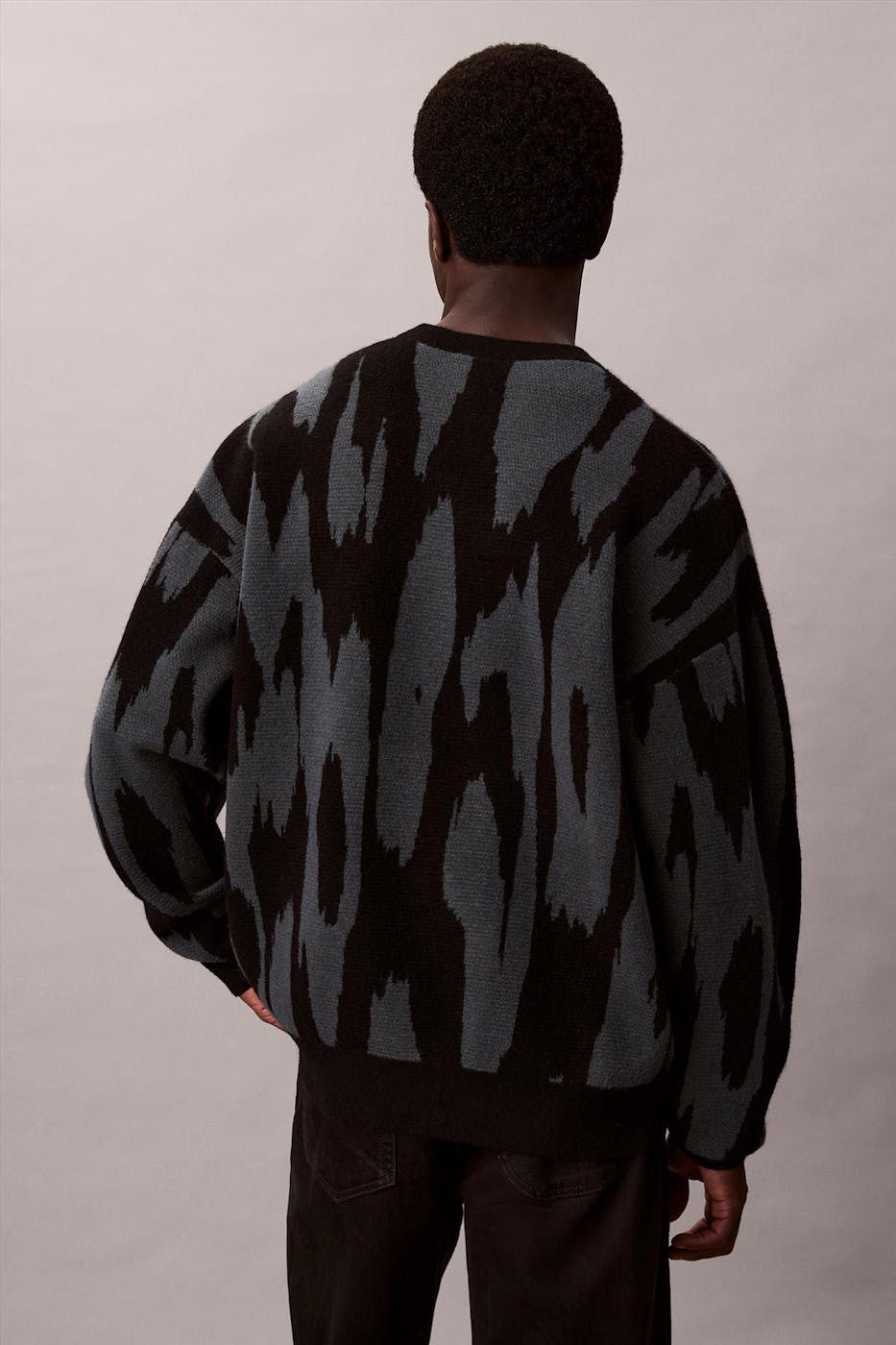 Calvin Klein Jeans - Zwart-Grijsblauwe Jacquardprint trui
