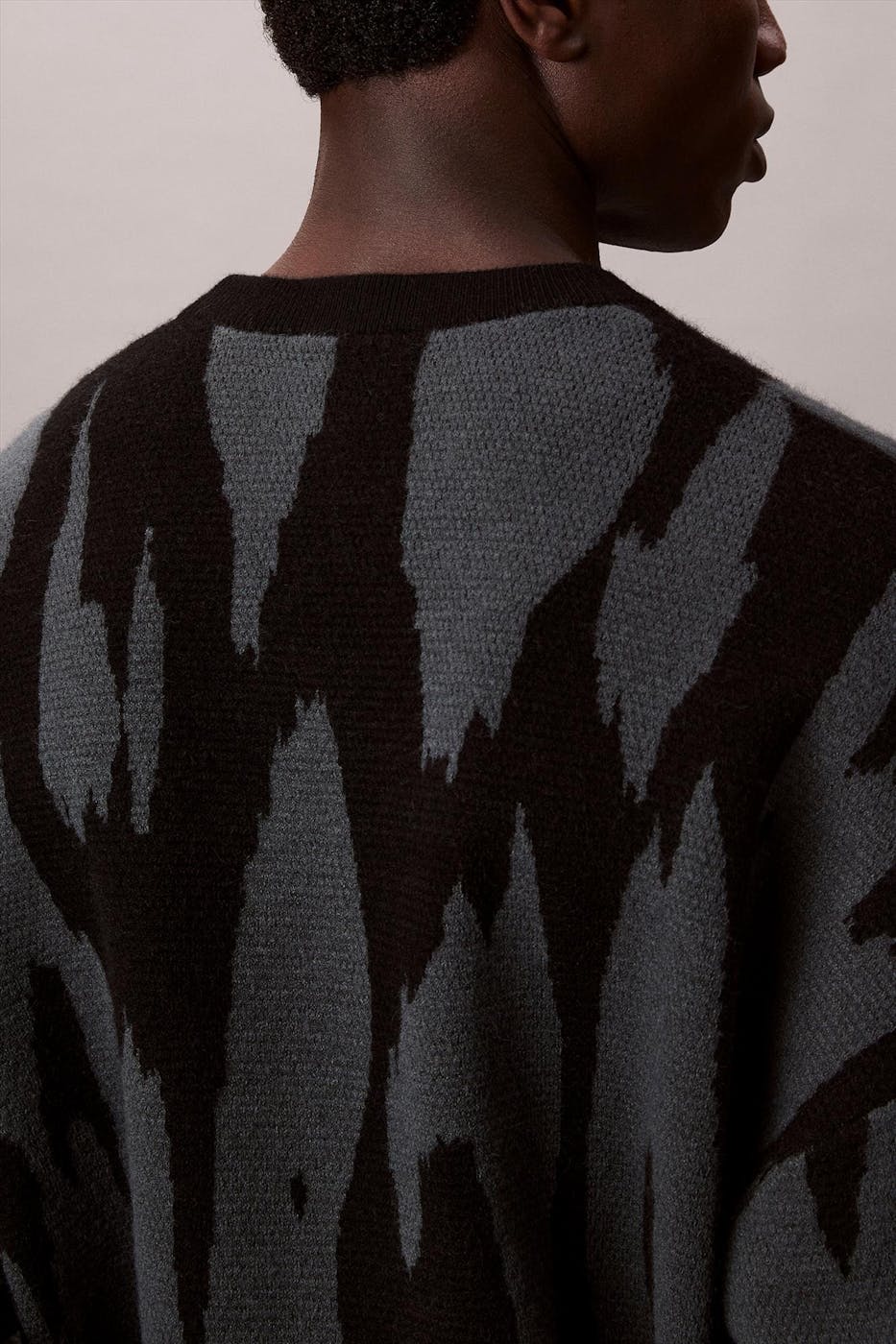 Calvin Klein Jeans - Zwart-Grijsblauwe Jacquardprint trui