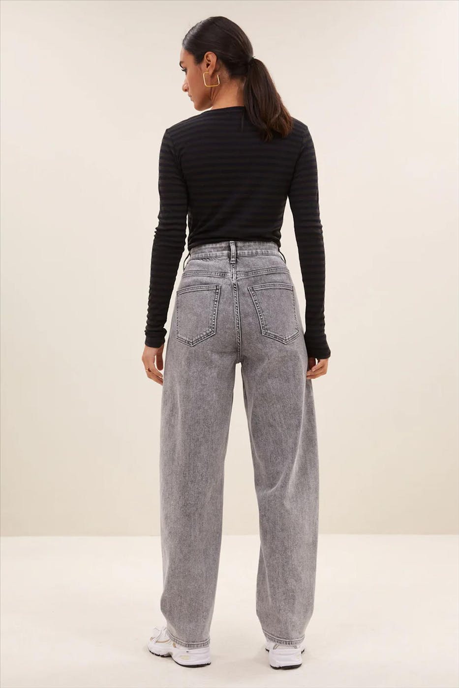 BY BAR - Donkergrijs-Donkerblauwe Basic Stripe longsleeve