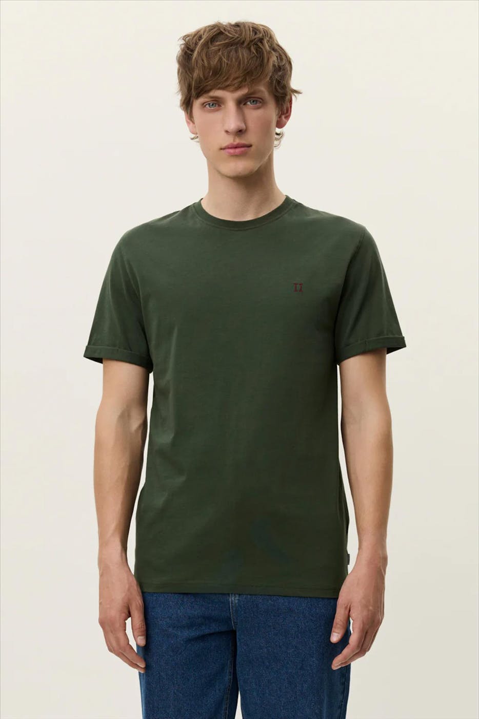 LES DEUX - Donkergroene Norregaard Contrast T-shirt