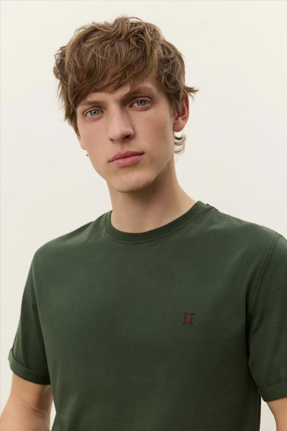 LES DEUX - Donkergroene Norregaard Contrast T-shirt