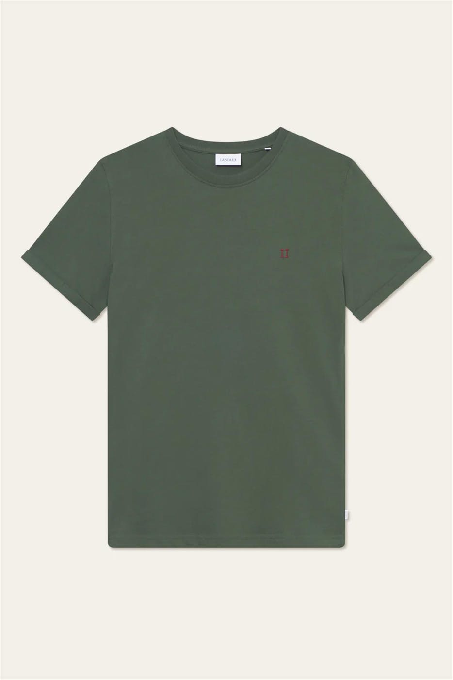 LES DEUX - Donkergroene Norregaard Contrast T-shirt