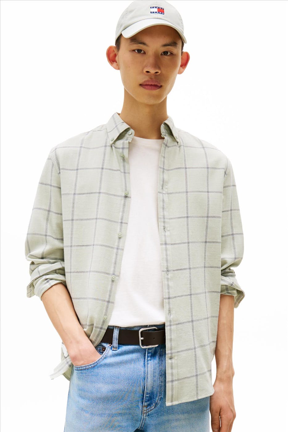 Tommy Jeans - Mintgroen Regular Check Twill hemd