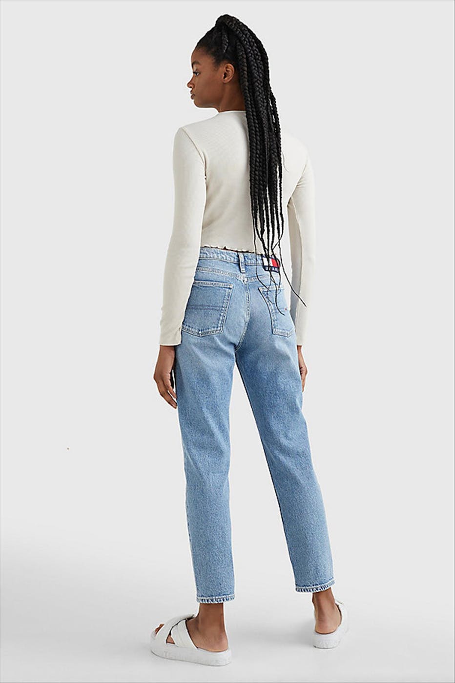 Tommy Jeans - Beige Crop Script T-shirt