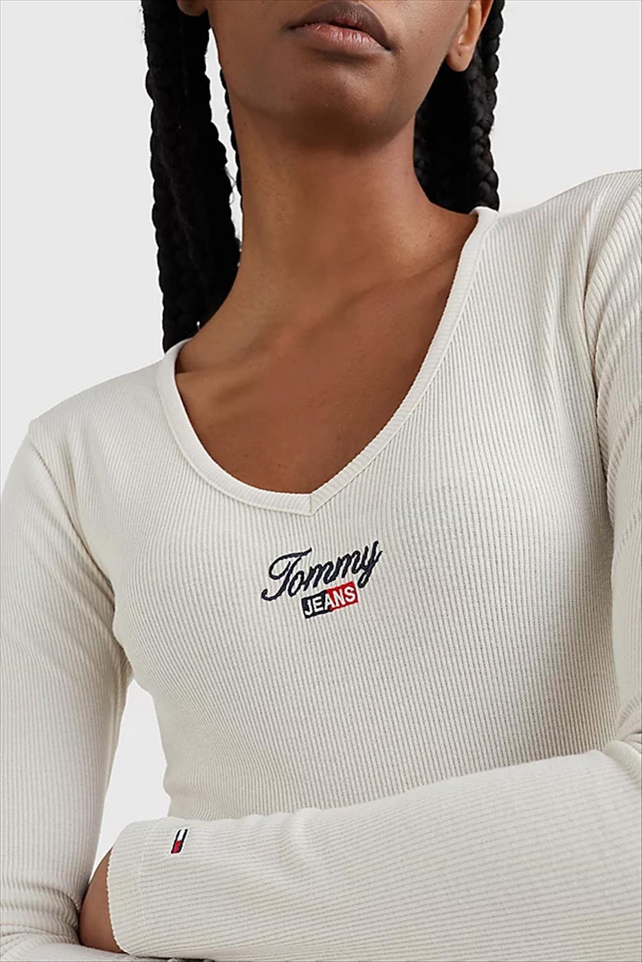 Tommy Jeans - Beige Crop Script T-shirt