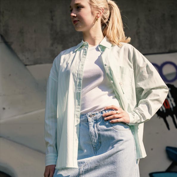 Calvin Klein Jeans - Lichtgroene Jade Stripe blouse
