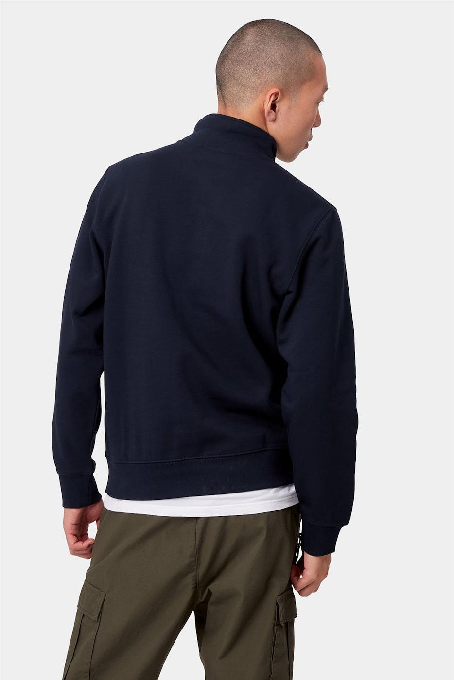 Carhartt WIP - Donkerblauwe Chase Neck Zip sweater