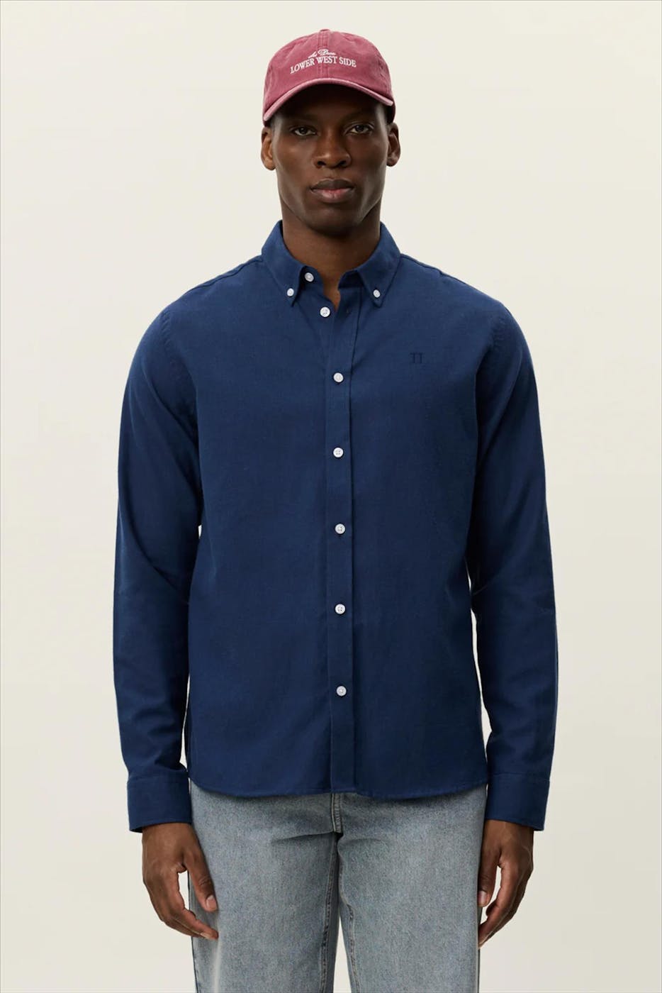 LES DEUX - Donkerblauw Desert Regular hemd