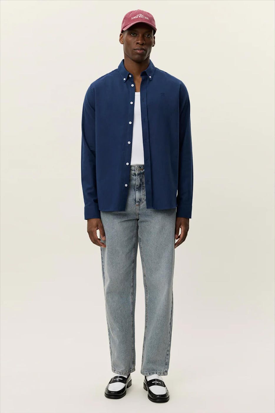 LES DEUX - Donkerblauw Desert Regular hemd