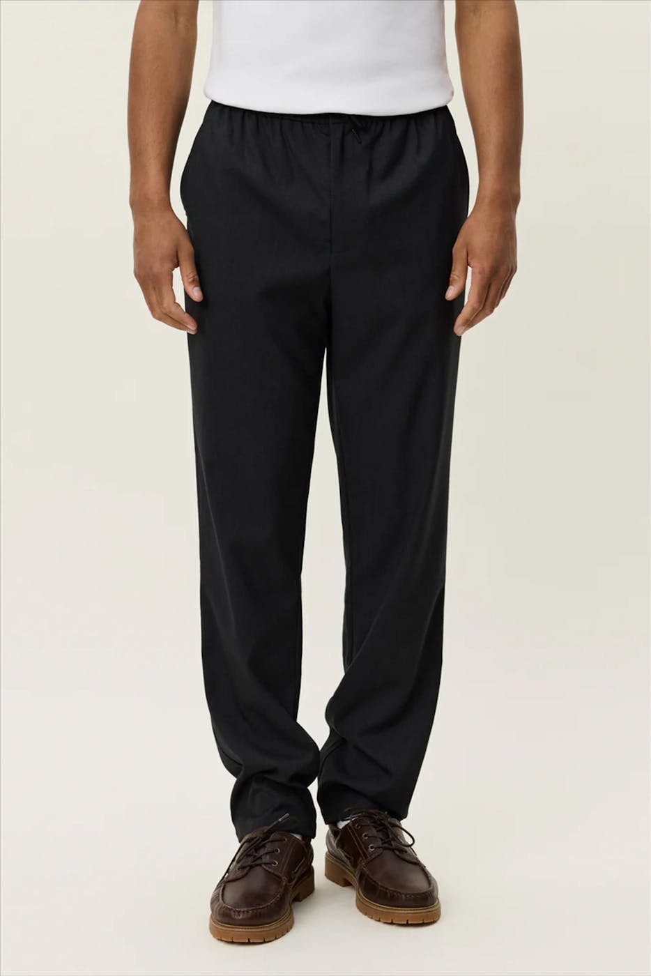 LES DEUX - Donkergrijze Como tapered Drawstring broek