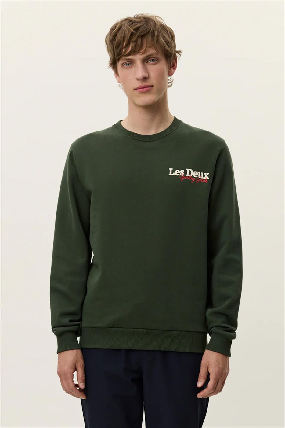LES DEUX - Donkergroene Racing sweater