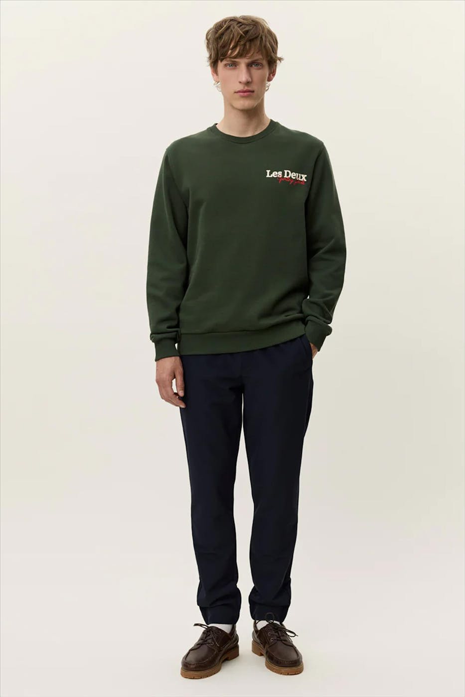 LES DEUX - Donkergroene Racing sweater