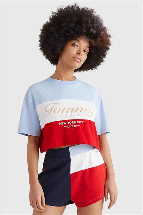 Tommy Jeans - Driekleurige TJW Oversized Crop Archive Logo T-shirt