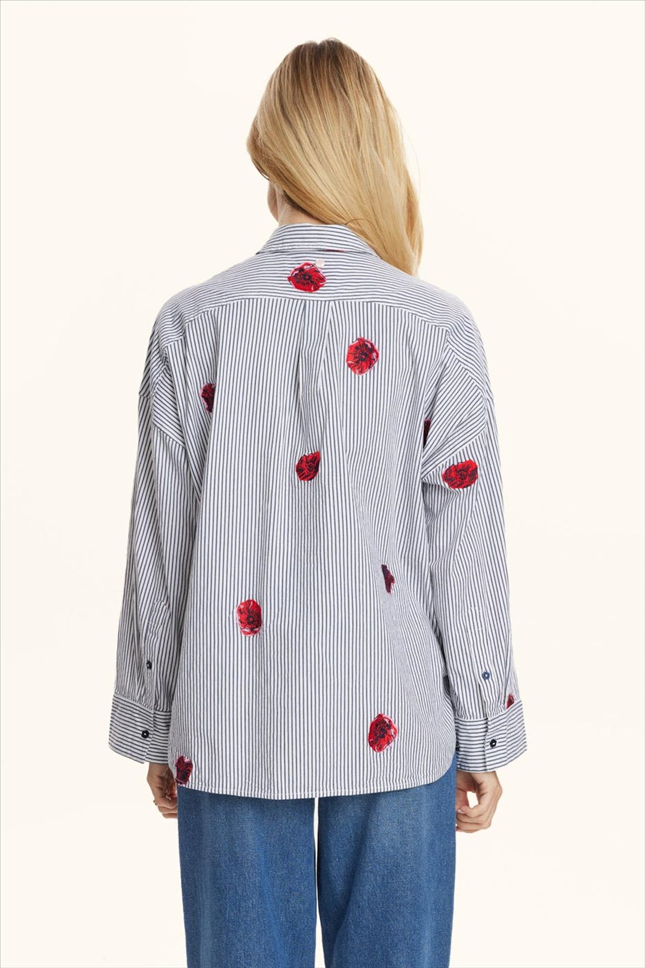 Nümph - Donkerblauw-Witte Tillie blouse