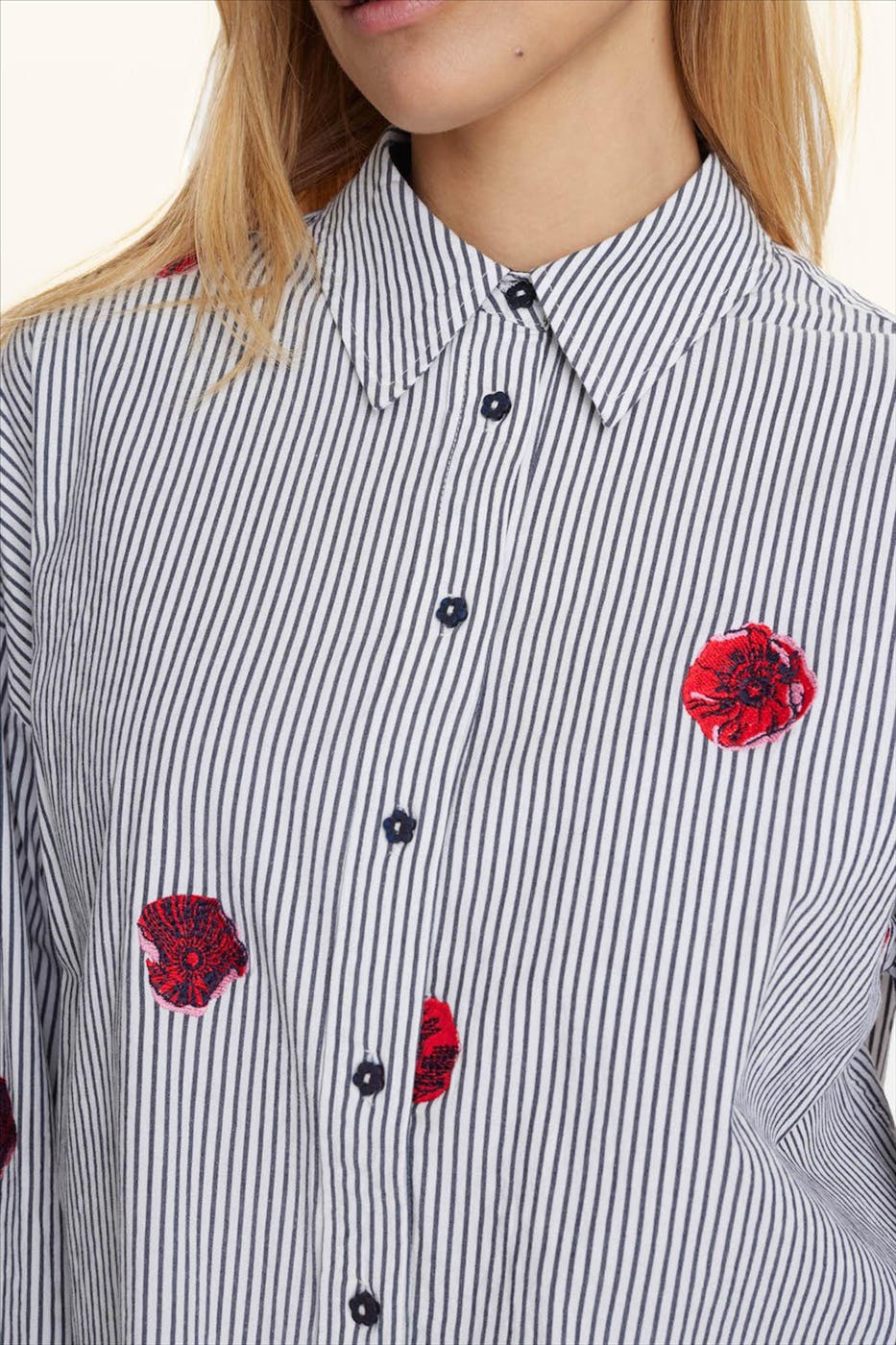 Nümph - Donkerblauw-Witte Tillie blouse