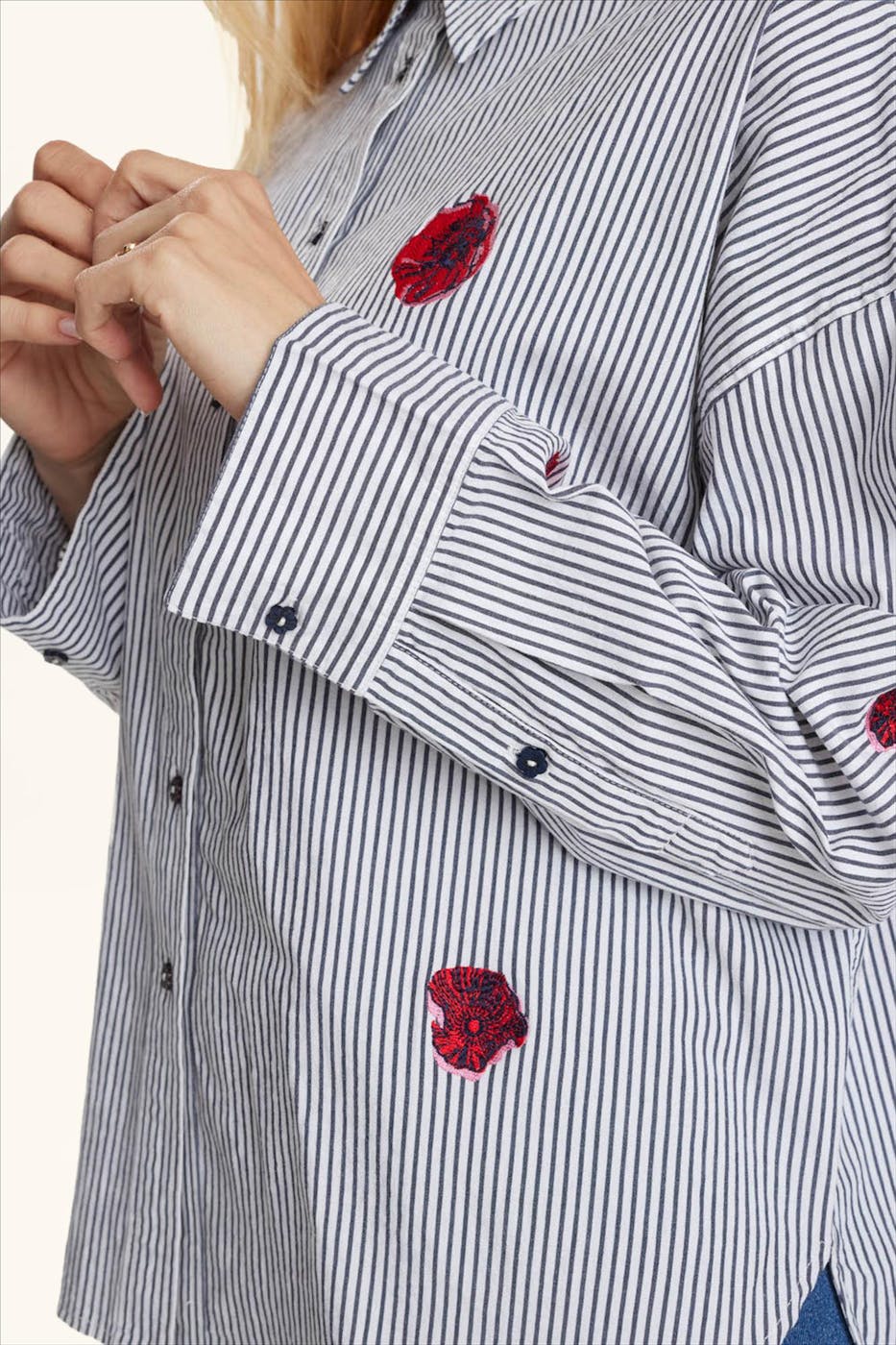 Nümph - Donkerblauw-Witte Tillie blouse